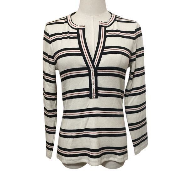 VERONICA BEARD Jeans Striped Long Sleeve Shirt Top Women's Size XS - Picture 1 of 6